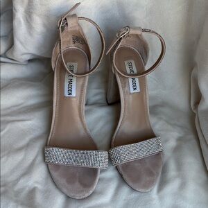Steve Madden Kalina Rhinestone Nude Suede Heels